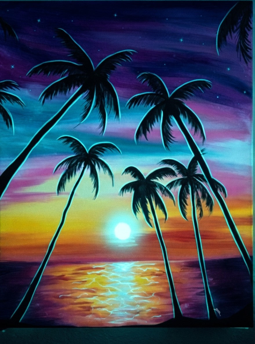 Adult glow in the dark Palm Trees Paint & Sip Sat Nov 20th 6pm-9pm
