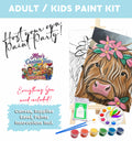 Highland Cow Flowers Paint Kit
