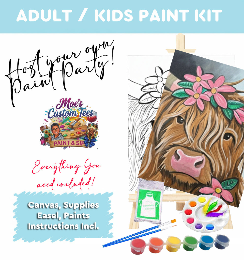 Highland Cow Flowers Paint Kit
